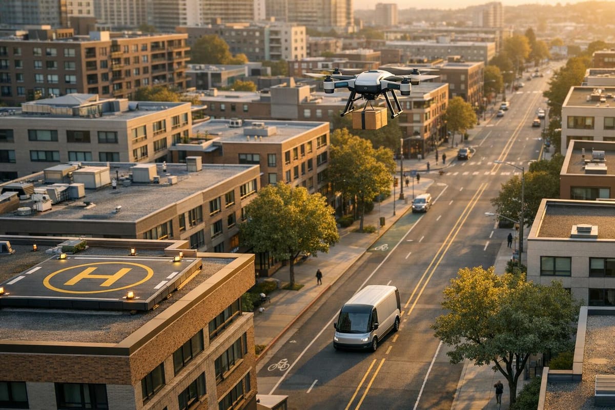 Last-Mile Delivery: Drones and AVs in Urban Areas