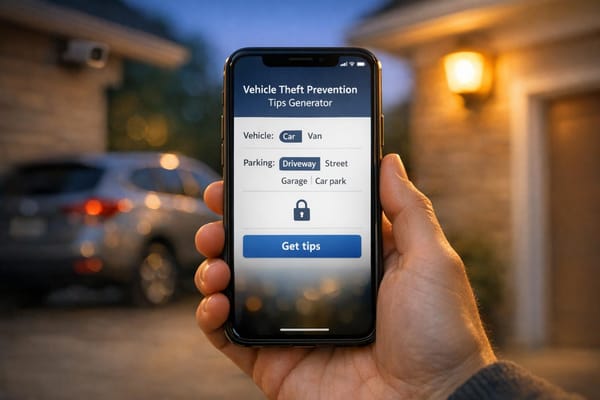 Vehicle Theft Prevention Tips Generator